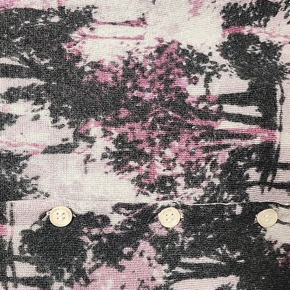 Garnet Hill 100% Merino Wool Artistic Purple and Black Button-Down Sweater Top - Picture 2 of 7